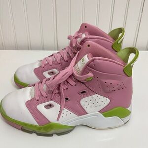 Jordan Pink, White & Green High-Top Sneakers
